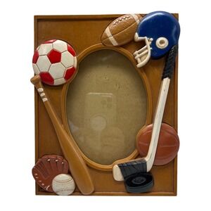 Sports 3D Picture Frame Kids Room Decor Wood Look Fits a 5x7 photo Vintage